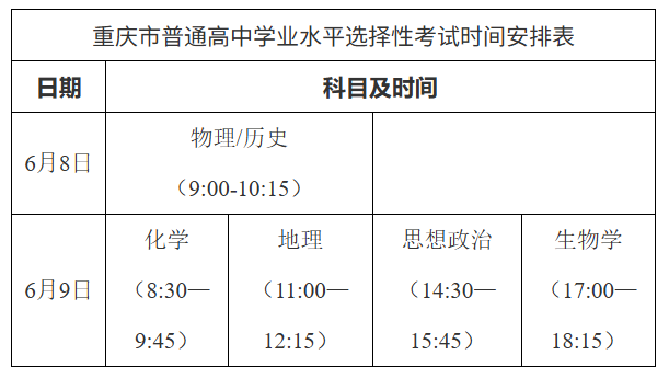 重庆2026高考时间