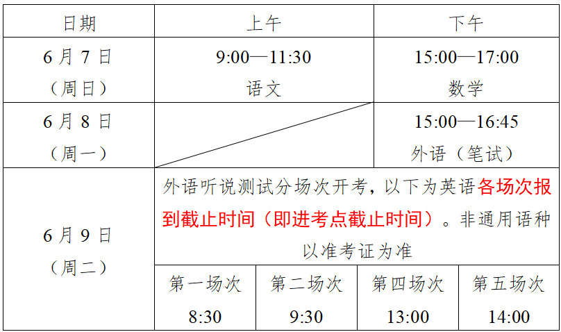 上海2026高考时间