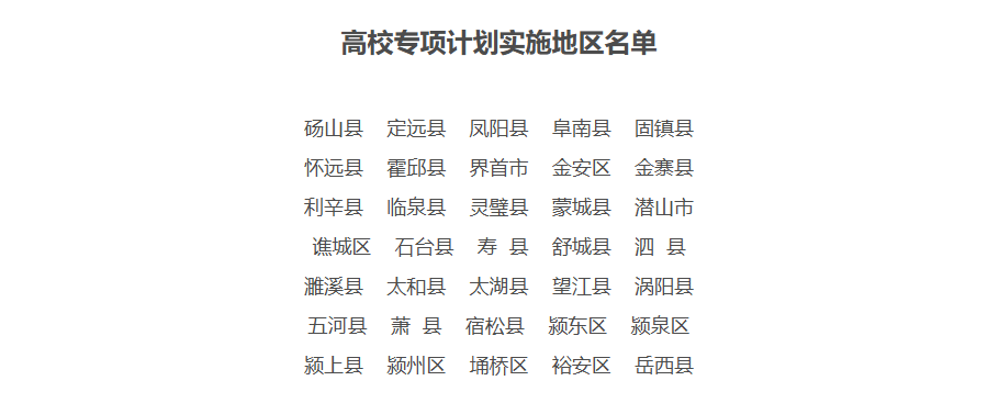 安徽高校招生专项计划