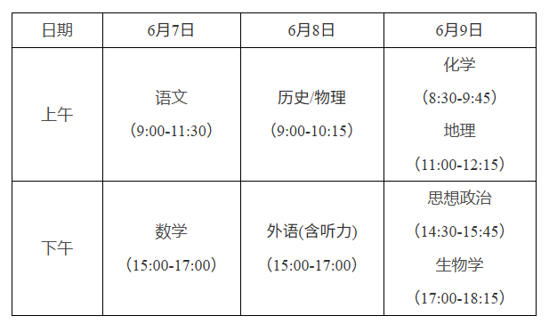 安徽2026高考时间